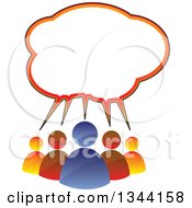Poster, Art Print Of Colorful Team Of People Under A Speech Balloon