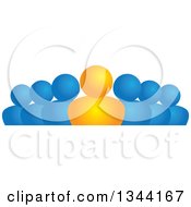 Clipart Of A Gradient Orange Boss And Team Of Blue People Royalty Free Vector Illustration by ColorMagic