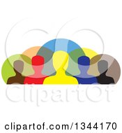 Poster, Art Print Of Colorful Team Of Silhouetted Men From The Shoulders Up Over Circles