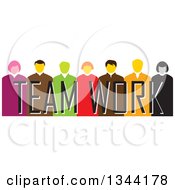 Poster, Art Print Of Group Of Business Men And Women Over Team Work Text