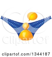 Clipart Of A 3d Talking Yellow Man And Lines Of Blue Followers Royalty Free Vector Illustration