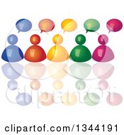 Poster, Art Print Of 3d Colorful Team Of People With Speech Balloons And Reflections
