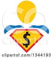 Poster, Art Print Of Super Hero Man With A Dollar Currency Shield