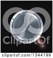 Poster, Art Print Of 3d Brushed Silver Metal Button Over Black Perforated Metal With Flares