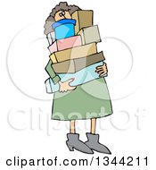 Poster, Art Print Of Cartoon Chubby White Woman Carrying A Lot Of Boxes