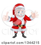 Poster, Art Print Of Cartoon Happy Christmas Santa Claus Giving A Thumb Up And Waving