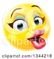 Clipart Of A 3d Pretty Female Yellow Smiley Emoji Emoticon Face With Makeup Royalty Free Vector Illustration