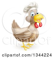 Poster, Art Print Of Happy Brown Chicken Chef Facing Right