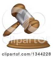 Clipart Of A Cartoon Wooden And Silver Judge Or Auction Gavel Royalty Free Vector Illustration