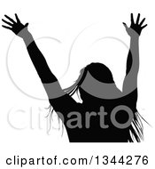 Clipart Of A Black Silhouetted Party Woman Dancing Royalty Free Vector Illustration