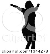 Clipart Of A Black Silhouetted Party Woman Dancing 3 Royalty Free Vector Illustration