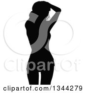 Clipart Of A Black Silhouetted Party Woman Dancing 4 Royalty Free Vector Illustration