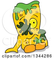 Poster, Art Print Of Cartoon Yellow Monster Sitting With Slime