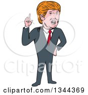 Clipart Of A Cartoon Caricature Of Donald Trump Holding Up A Finger Royalty Free Vector Illustration