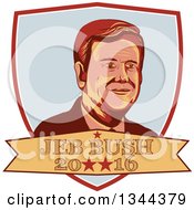 Clipart Of A Retro Portrait Of Jeb Bush In A Shield With 2016 Text Royalty Free Vector Illustration by patrimonio