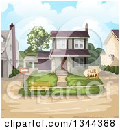 Poster, Art Print Of Front Yard And Home For Sale With Neighbors