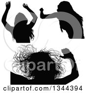 Poster, Art Print Of Black Silhouetted Party Women Dancing 2