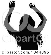 Poster, Art Print Of Black Silhouetted Party Woman Dancing 5