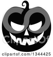 Clipart Of A Black And White Jackolantern Pumpkin 5 Royalty Free Vector Illustration
