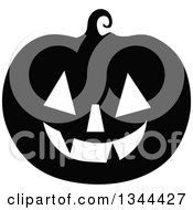 Clipart Of A Black And White Jackolantern Pumpkin 7 Royalty Free Vector Illustration