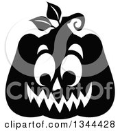 Clipart Of A Black And White Jackolantern Pumpkin 2 Royalty Free Vector Illustration