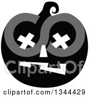 Clipart Of A Black And White Jackolantern Pumpkin 8 Royalty Free Vector Illustration