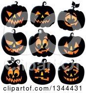 Poster, Art Print Of Illuminated Halloween Jackolantern Pumpkins