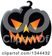Clipart Of An Illuminated Halloween Jackolantern Pumpkin Royalty Free Vector Illustration