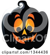 Clipart Of An Illuminated Halloween Jackolantern Pumpkin 5 Royalty Free Vector Illustration