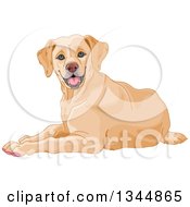 Clipart Of A Happy Yellow Labrador Retriever Dog Resting Royalty Free Vector Illustration