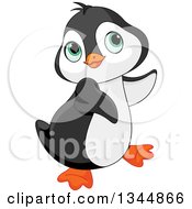 Clipart Of A Cute Penguin Dancing Royalty Free Vector Illustration