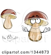 Clipart Of A Cartoon Face Hands And Mushrooms Royalty Free Vector Illustration