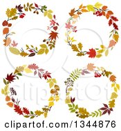 Clipart Of Colorful Autumn Leaf Wreaths 4 Royalty Free Vector Illustration