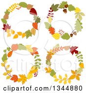 Clipart Of Colorful Autumn Leaf Wreaths 3 Royalty Free Vector Illustration