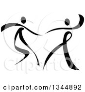 Clipart Of A Black And White Ribbon Couple Dancing Together 6 Royalty Free Vector Illustration