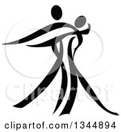 Clipart Of A Black And White Ribbon Couple Dancing Together 5 Royalty Free Vector Illustration