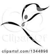 Clipart Of A Black And White Ribbon Dancer In Action 3 Royalty Free Vector Illustration