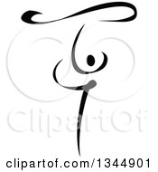 Clipart Of A Black And White Ribbon Dancer In Action 4 Royalty Free Vector Illustration