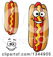 Poster, Art Print Of Cartoon Face Hands And Hot Dogs With Mustard
