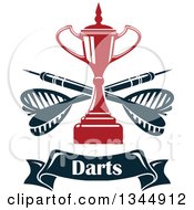 Poster, Art Print Of Red Trophy With Crossed Darts Over A Text Banner