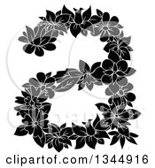 Poster, Art Print Of Black And White Floral Lowercase Letter A