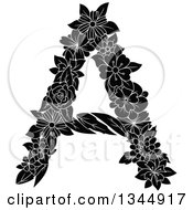 Poster, Art Print Of Black And White Floral Capital Letter A