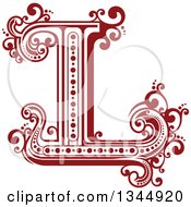 Poster, Art Print Of Retro Red Capital Letter L With Flourishes