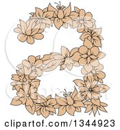 Black And Tan Floral Lowercase Letter A