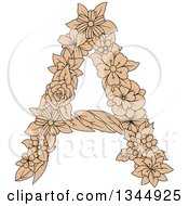 Clipart Of A Black And Tan Floral Capital Letter A Royalty Free Vector Illustration