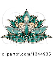 Beautiful Turquoise And Tan Henna Lotus Flower