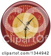 Poster, Art Print Of Cartoon Wall Clock With Ornate Gold Designs