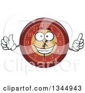 Poster, Art Print Of Cartoon Wall Clock Character Giving A Thumb Up And Holding Up A Finger