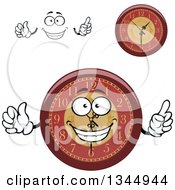 Clipart Of A Cartoon Face Hands And Wall Clocks 3 Royalty Free Vector Illustration by Vector Tradition SM