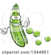 Clipart Of A Cartoon Pod Character And Peas Royalty Free Vector Illustration